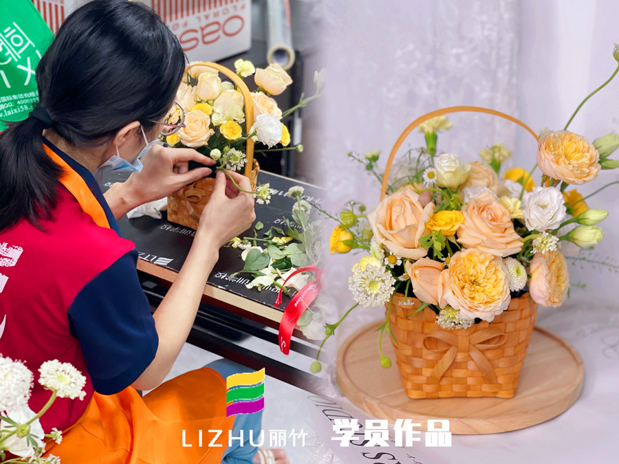 奶油系手提花籃特點，?廣西學花藝零基礎課程