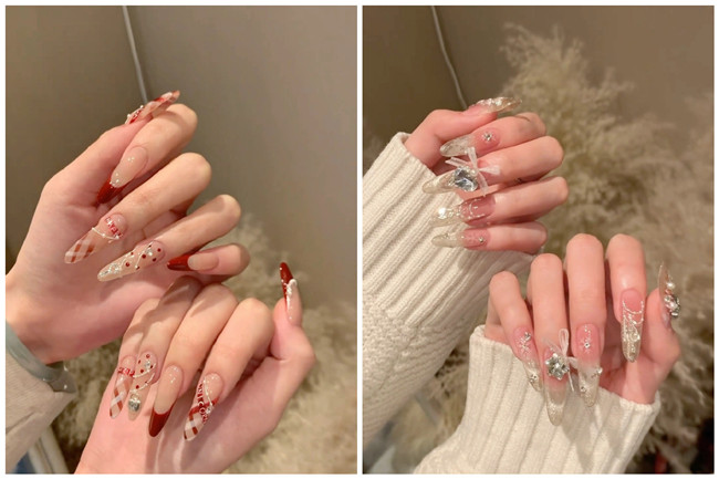 貼鉆長美甲，南寧美甲造型師學(xué)校收集整理