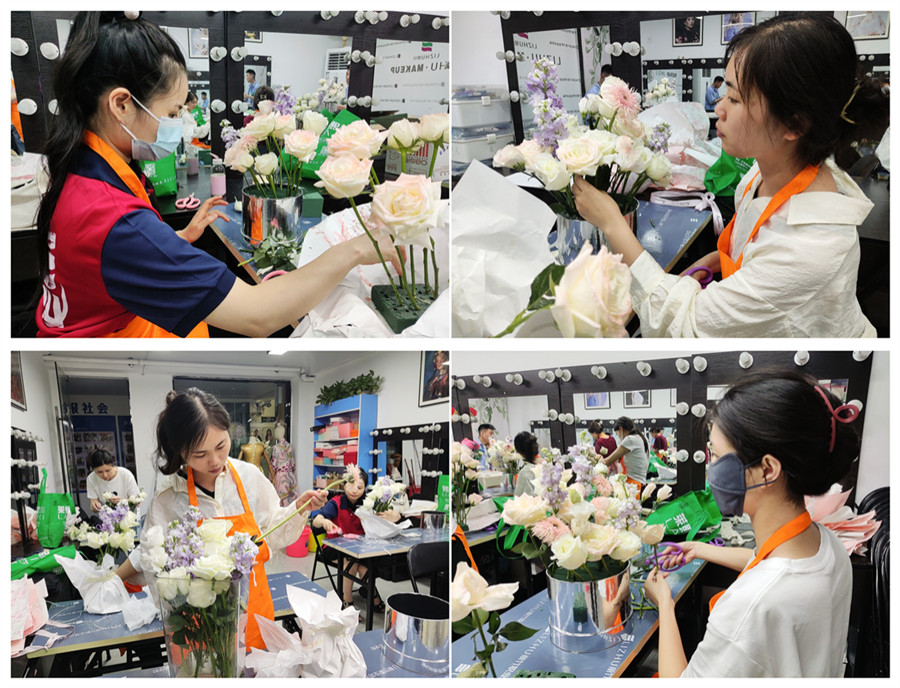 白玫瑰抱抱桶練習(xí)，廣西婚慶花藝設(shè)計(jì)培訓(xùn)課堂