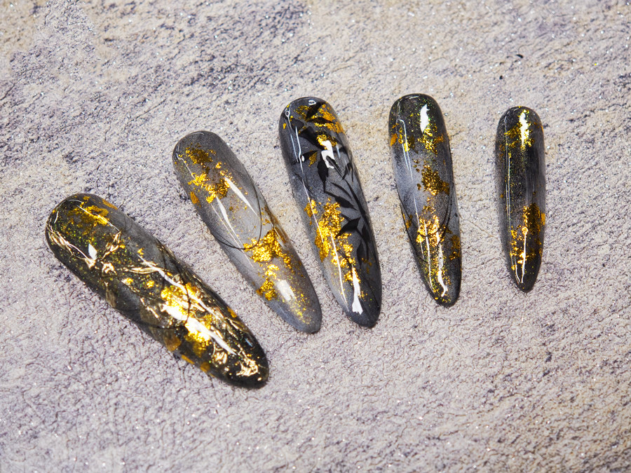 新中式竹林美甲，廣西美甲學(xué)校排名前十作品