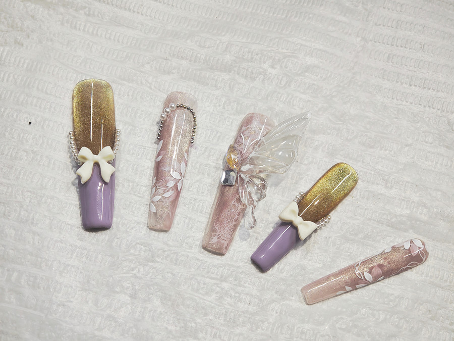 貓眼飾品蝴蝶美甲，南寧美甲培訓(xùn)新手教程