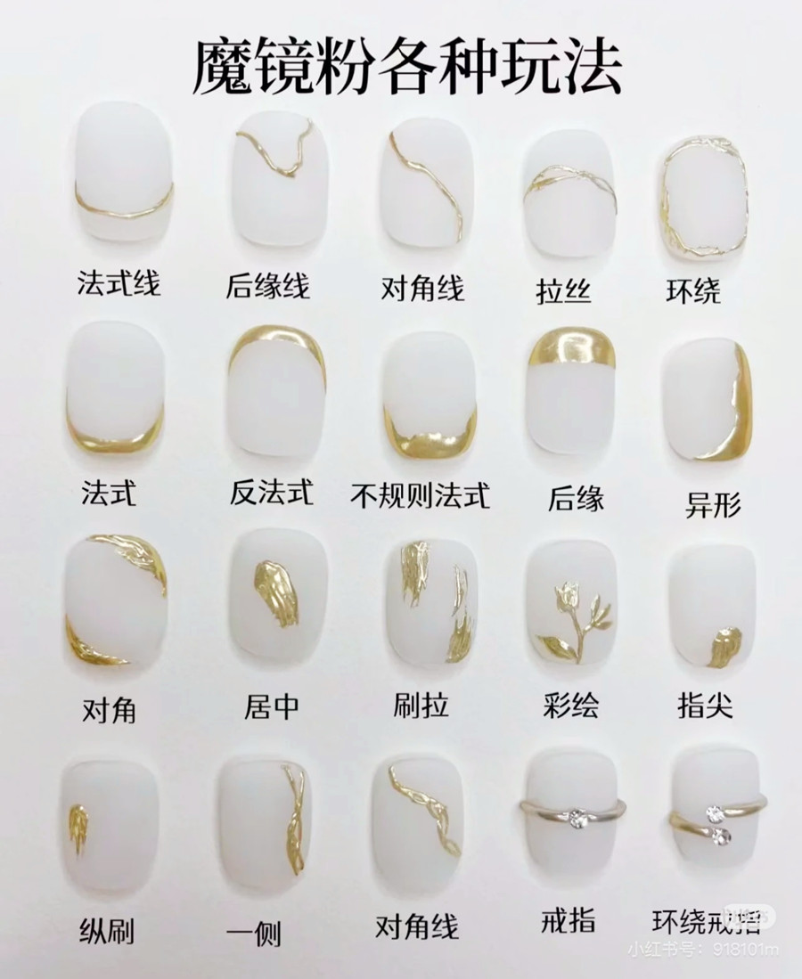 繪制不同魔鏡粉美甲的教程，廣西美甲師教學(xué)
