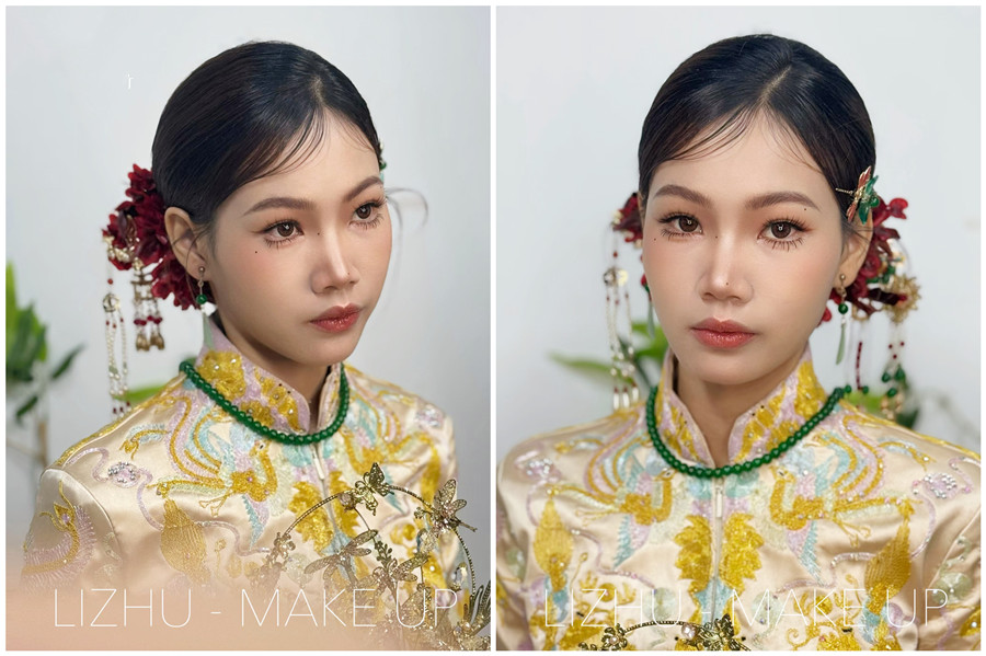 龍鳳褂新娘造型解析，廣西新娘化妝跟妝